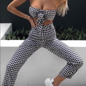 white fox boutique black gingham set SMALL